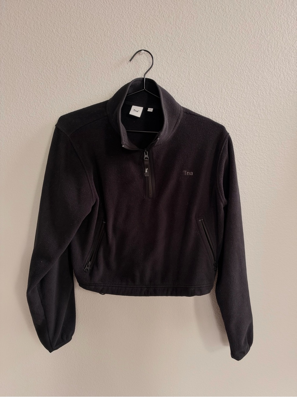 Tna Cozy Sweatfleece Boyfriend Crop 1/2 Zip Black Pullover